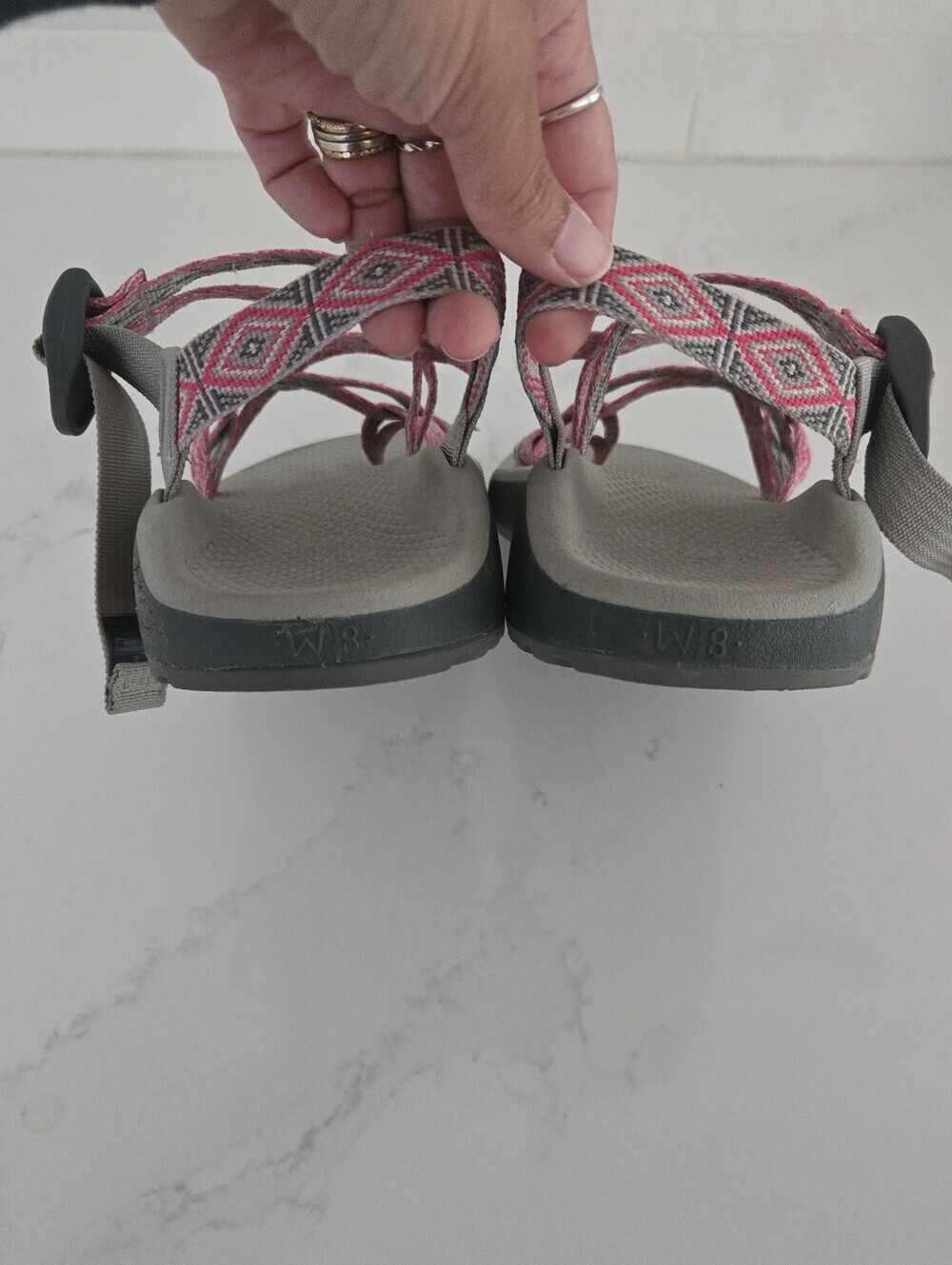 Chaco ZX/2 Classic Double Toe Strap Athletic Hiking Sandals Pink Gray Size 8 - Picture 5 of 8